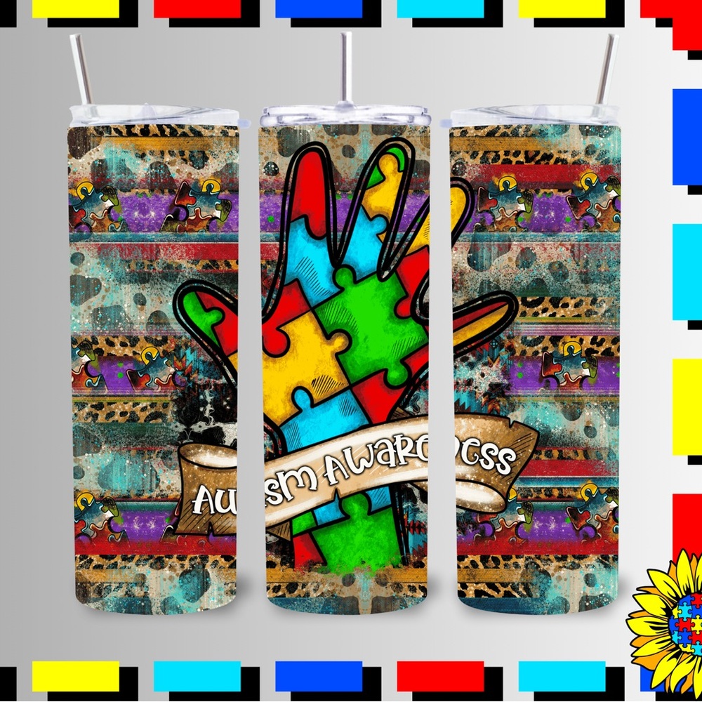 Autism Awareness Puzzle Hand Tumbler